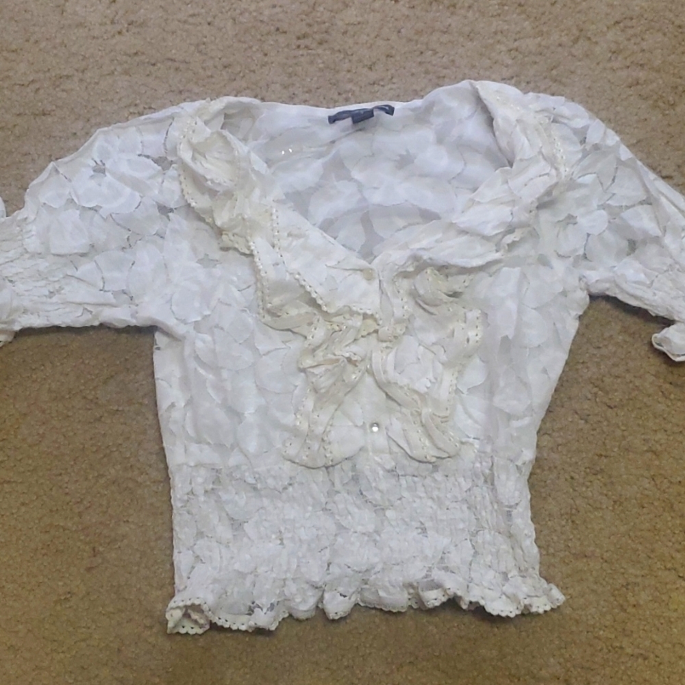 Crop cream lace top